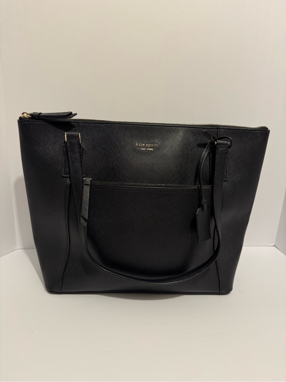 Kate Spade New York Cameron Pocket Tote Black Saffiano Leather Shoulder Bag